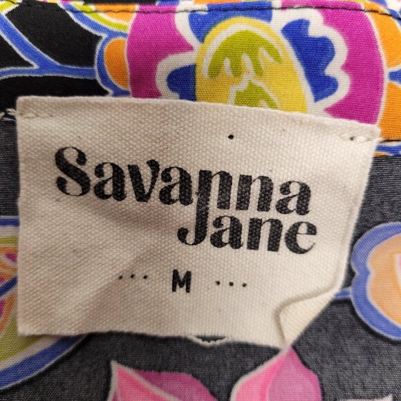 Savanna Jane Short Sleeve V Neck Embroidered Floral Print Top Multicolor - Picture 7 of 8